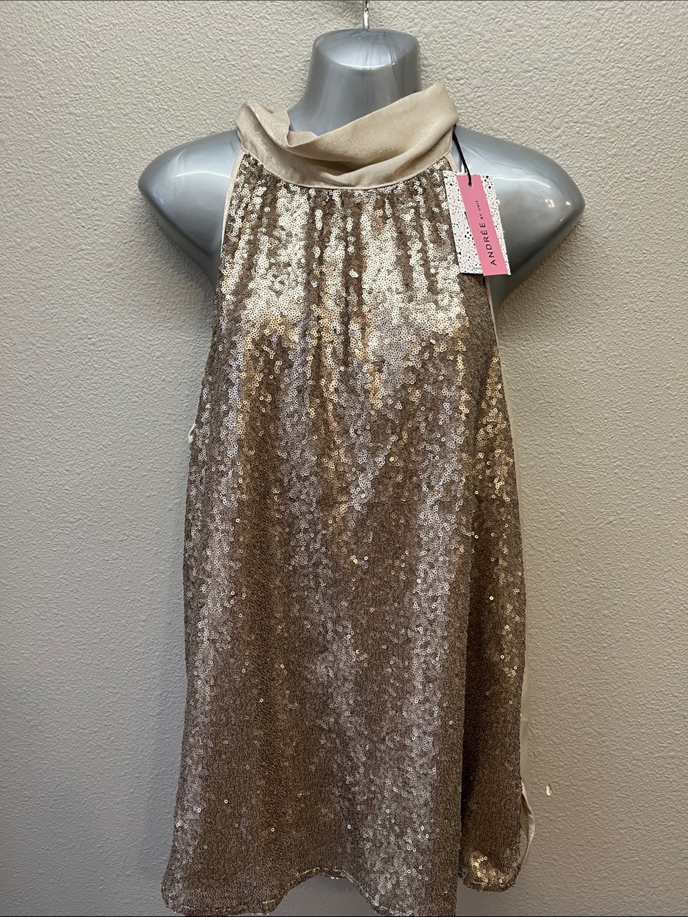 Andrew by unit gold sequin tunic top size 1X